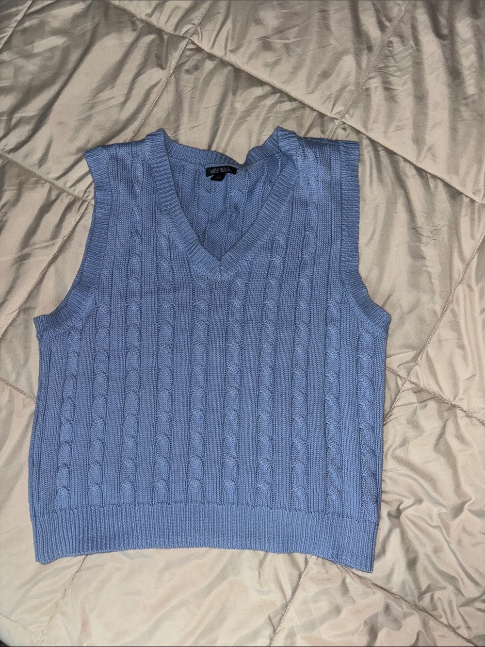 wild fable Dusty Blue Cable Knit V-Neck Sweater Vest